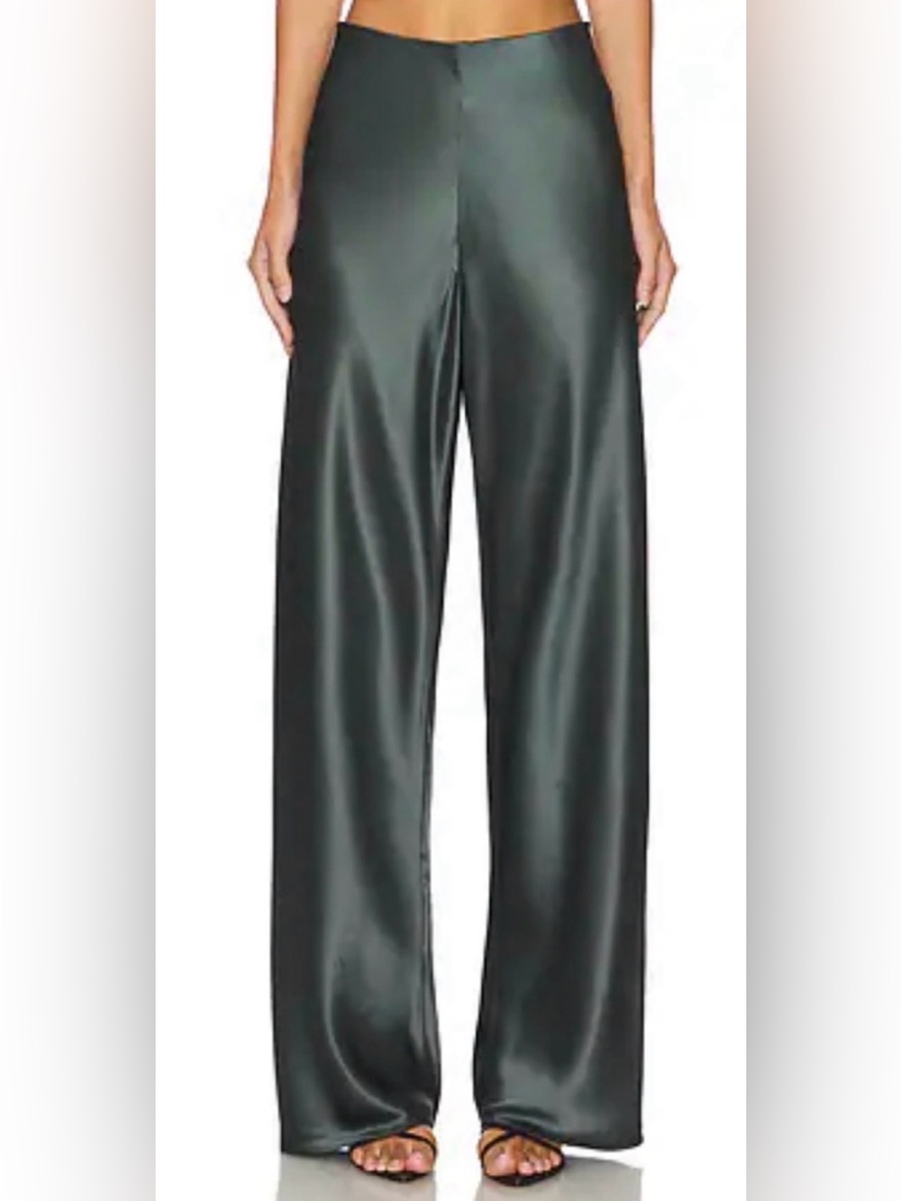 Cami NYC Bristol Satin Wide Leg Pants in Dark Green Thyme Small - Picture 1 of 2